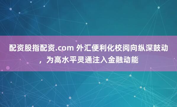 配资股指配资.com 外汇便利化校阅向纵深鼓动，为高水平灵通注入金融动能